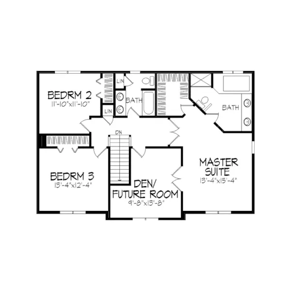 Tudor House Plan Second Floor - Jennifer Glen Tudor Home 091D-0222 - Search House Plans and More