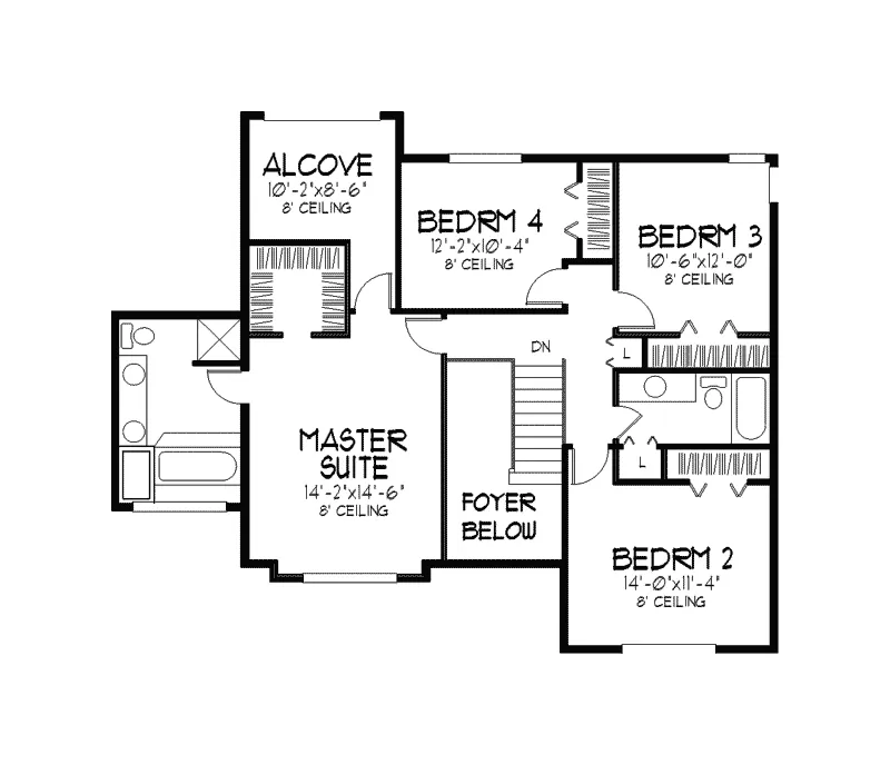 Colonial House Plan Second Floor - Mulgrave Traditional Home 091D-0223 - Shop House Plans and More