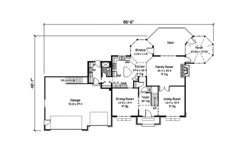Traditional House Plan First Floor - Elias Park Traditional Home 091D-0233 - Search House Plans and More