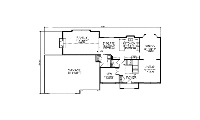 Colonial House Plan First Floor - Nordic European Ranch Home 091D-0242 - Shop House Plans and More