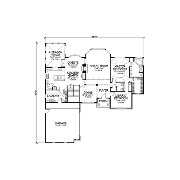 English Cottage House Plan First Floor - Carberry Manor European Home 091D-0243 - Search House Plans and More