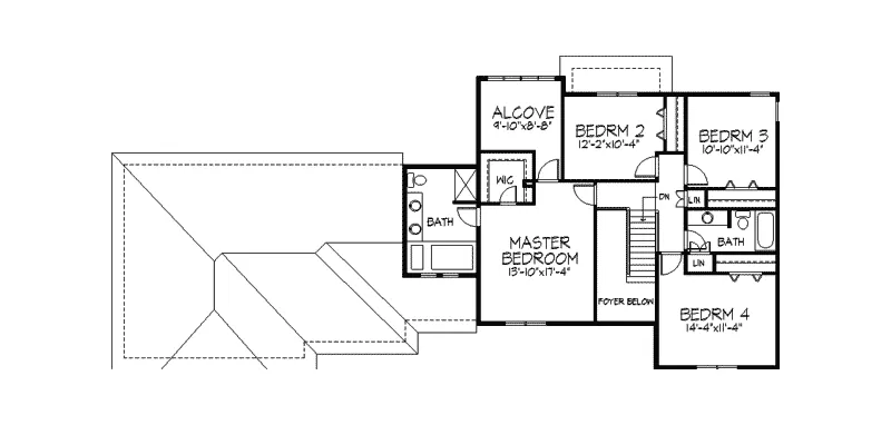 Tudor House Plan Second Floor - Hyde Hill Tudor Style Home 091D-0244 - Search House Plans and More
