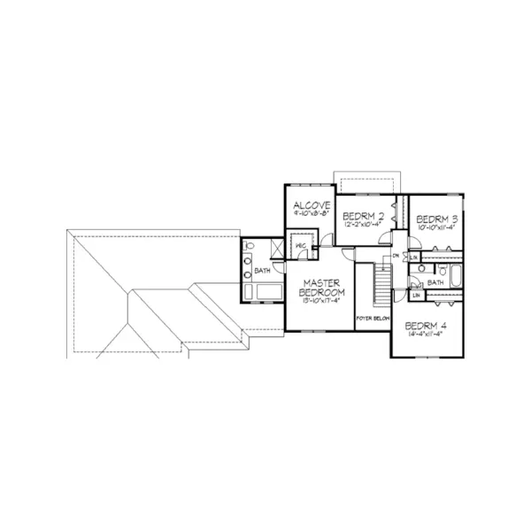 Tudor House Plan Second Floor - Hyde Hill Tudor Style Home 091D-0244 - Search House Plans and More