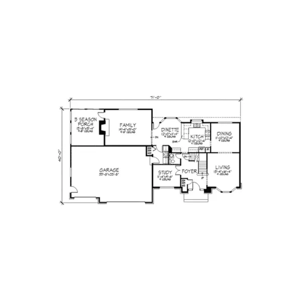 Colonial House Plan First Floor - Dukeland Traditional Home 091D-0247 - Search House Plans and More