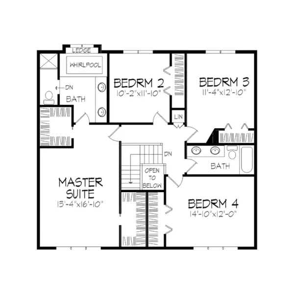 Tudor House Plan Second Floor - Aylesbury Tudor Style Home 091D-0248 - Search House Plans and More