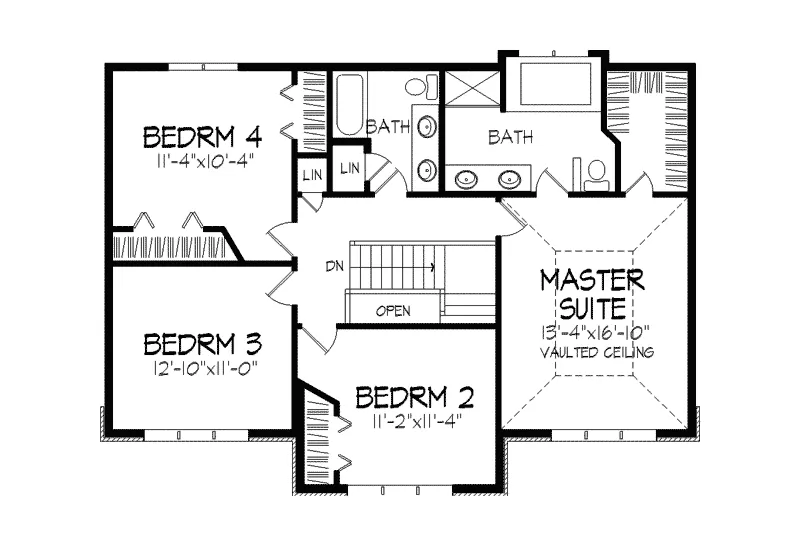 European House Plan Second Floor - Harrington Traditional Home 091D-0251 - Search House Plans and More
