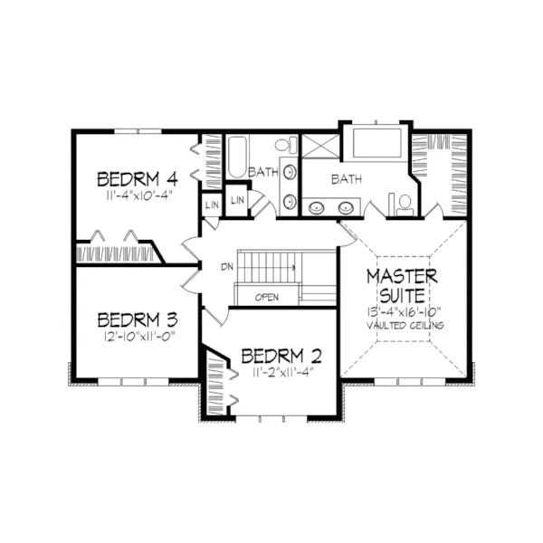 Colonial House Plan Second Floor - Harrington Traditional Home 091D-0251 - Search House Plans and More