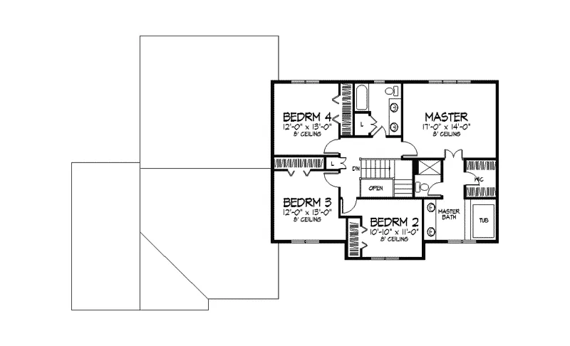 Tudor House Plan Second Floor - Wieland Crest Tudor Home 091D-0261 - Shop House Plans and More