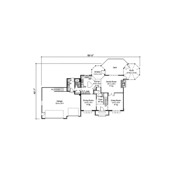 Colonial House Plan First Floor - Sweet Meadow Colonial Home 091D-0274 - Shop House Plans and More