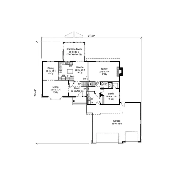 Traditional House Plan First Floor - Baylor Park Ranch Home 091D-0275 - Search House Plans and More