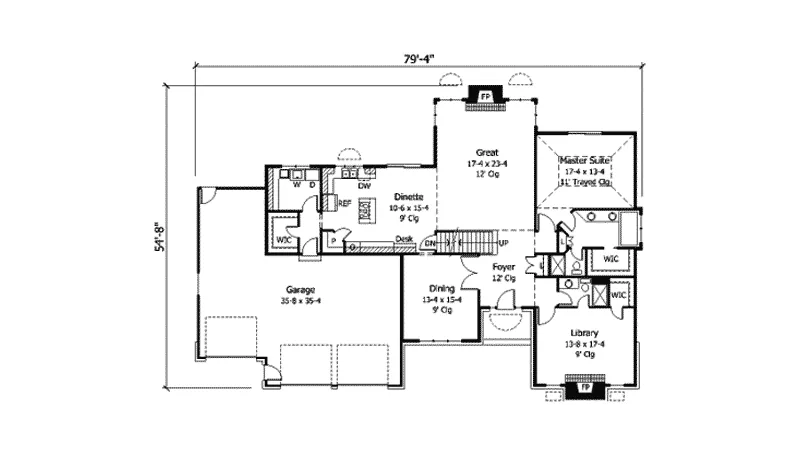 European House Plan First Floor - Meridian Crossing Southern Home 091D-0277 - Shop House Plans and More