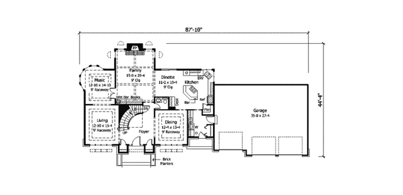 Colonial House Plan First Floor - Wayland Hill Georgian Home 091D-0283 - Shop House Plans and More