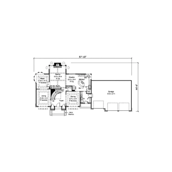 Georgian House Plan First Floor - Wayland Hill Georgian Home 091D-0283 - Shop House Plans and More