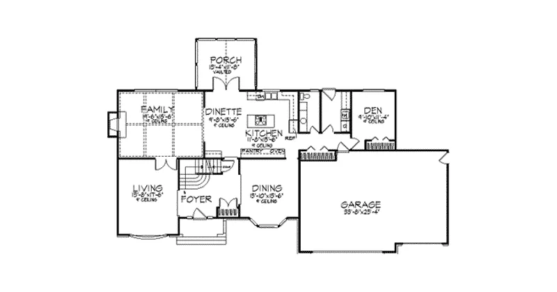 Tudor House Plan First Floor - Burgess  Colonial Home 091D-0296 - Search House Plans and More