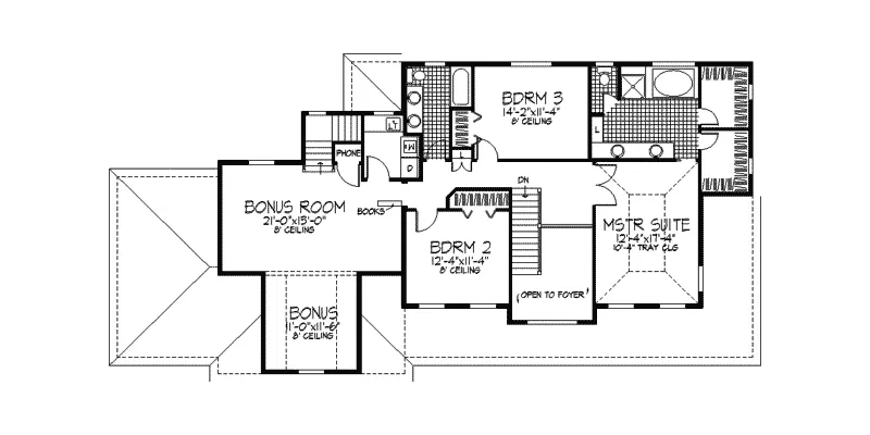 Colonial House Plan Second Floor - Meacham Southern Georgian Home 091D-0302 - Shop House Plans and More