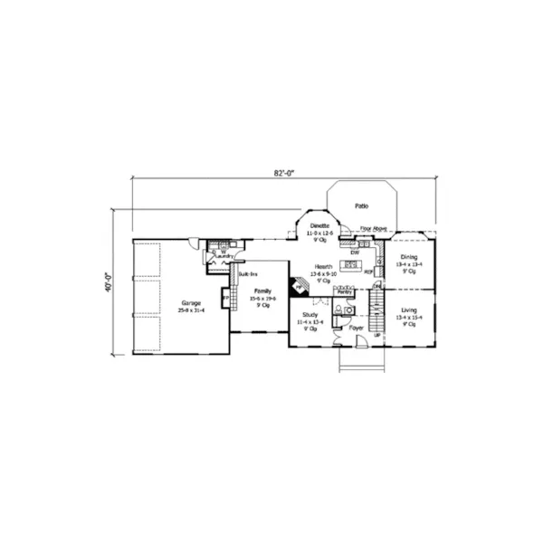 Colonial House Plan First Floor - Torrance Manor Colonial Home 091D-0303 - Shop House Plans and More