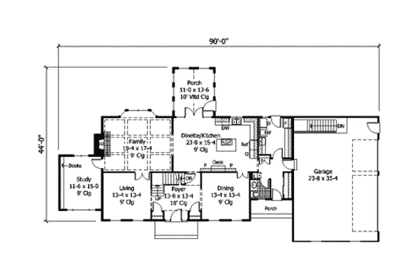 Traditional House Plan First Floor - Cassidy Place Colonial Home 091D-0313 - Search House Plans and More