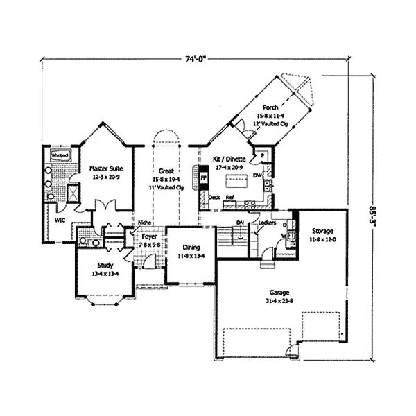 Country French House Plan First Floor - Flora Place Country French Home 091D-0320 - Search House Plans and More