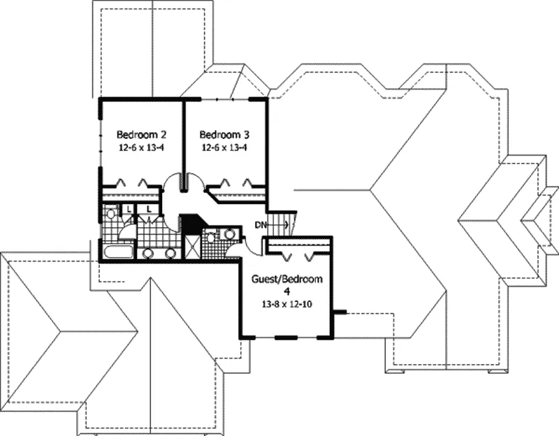 Tudor House Plan Second Floor - Benecia European Tudor Home 091D-0327 - Search House Plans and More