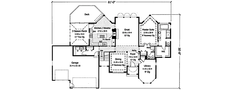 Ranch House Plan First Floor - Carmeaux Luxury Home 091D-0331 - Search House Plans and More