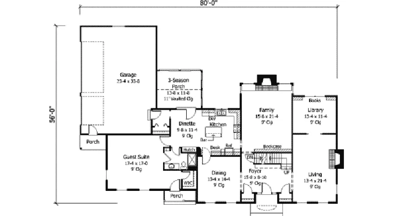 Georgian House Plan First Floor - Wickerleigh Colonial Home 091D-0334 - Shop House Plans and More