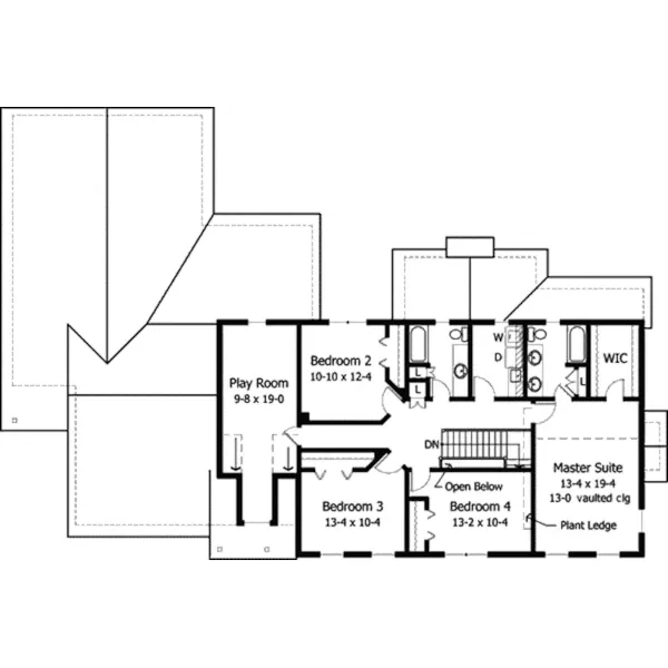 Traditional House Plan Second Floor - Wickerleigh Colonial Home 091D-0334 - Shop House Plans and More