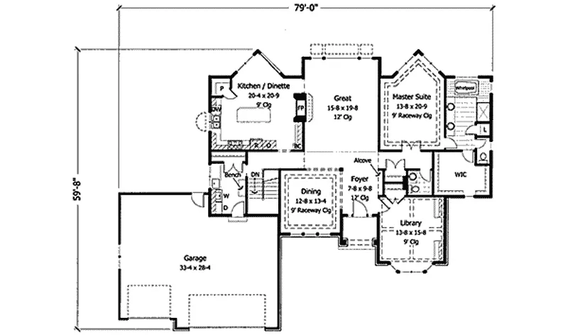 Ranch House Plan First Floor - Roseto Luxury Home 091D-0335 - Shop House Plans and More