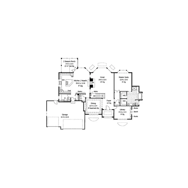 Florida House Plan First Floor - Brisbane Cove Sunbelt Home 091D-0337 - Search House Plans and More