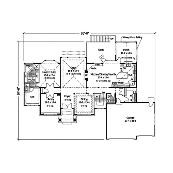 Ranch House Plan First Floor - Thousand Oaks Ranch Home 091D-0356 - Shop House Plans and More