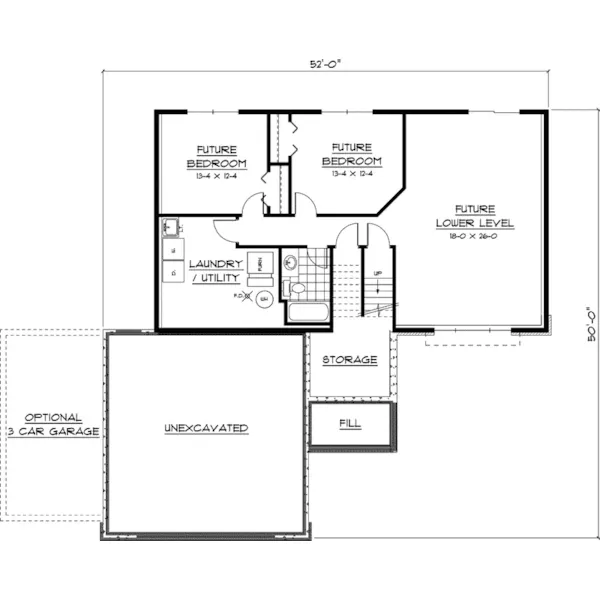 Craftsman House Plan Lower Level Floor - Wilhelmina Traditional Home 091D-0370 - Shop House Plans and More