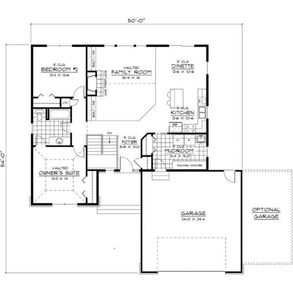 Craftsman House Plan First Floor - Bonavista Ranch Home 091D-0372 - Search House Plans and More