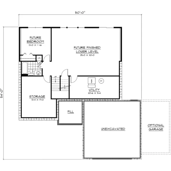 Craftsman House Plan Lower Level Floor - Bonavista Ranch Home 091D-0372 - Search House Plans and More