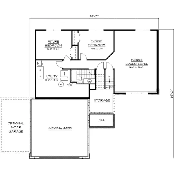 Country House Plan Lower Level Floor - Pershing Traditional Home 091D-0375 - Shop House Plans and More