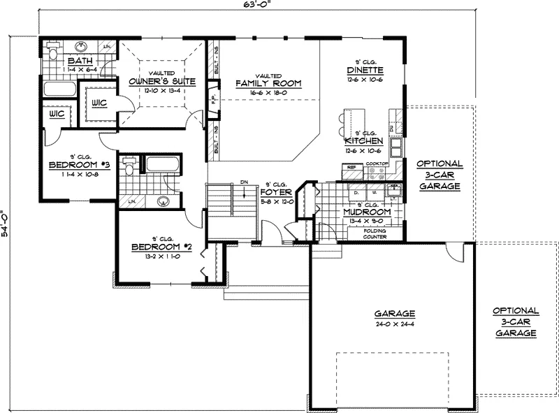 Traditional House Plan First Floor - Christian Pass Ranch Home 091D-0376 - Search House Plans and More