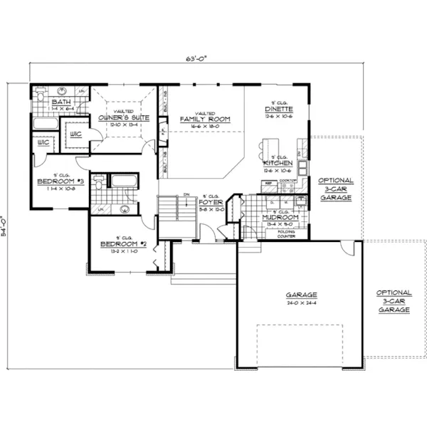 Shingle House Plan First Floor - Christian Pass Ranch Home 091D-0376 - Search House Plans and More