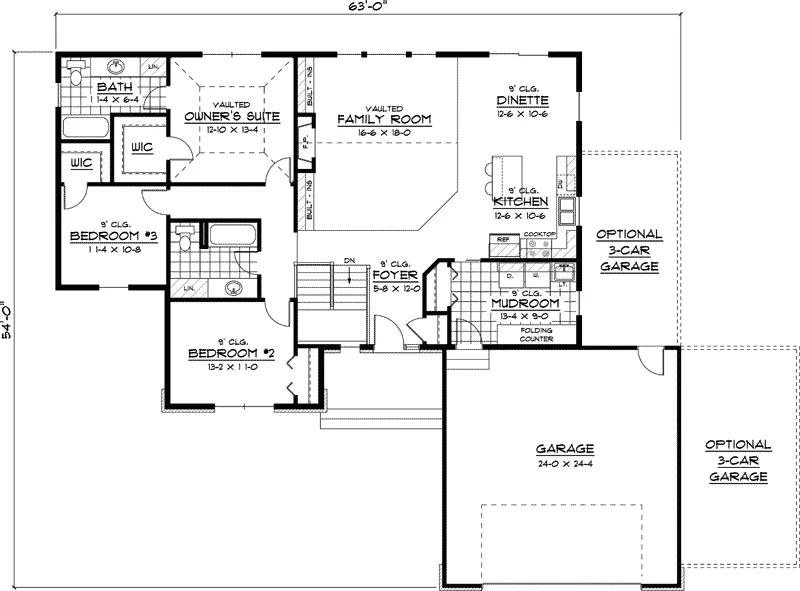 Traditional House Plan First Floor - Butterfield Manor Ranch Home 091D-0377 - Search House Plans and More