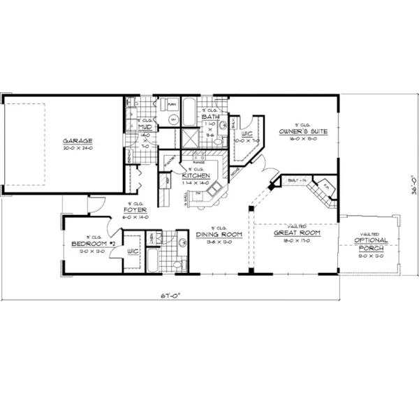 Shingle House Plan First Floor - Prospect Grove Ranch Home 091D-0382 - Shop House Plans and More