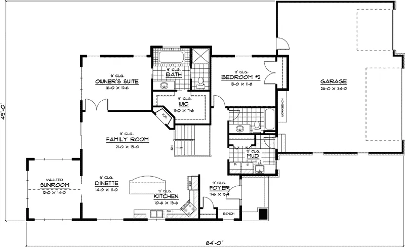 Country House Plan First Floor - Country Knoll Ranch Home 091D-0385 - Search House Plans and More