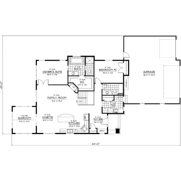 Ranch House Plan First Floor - Country Knoll Ranch Home 091D-0385 - Search House Plans and More