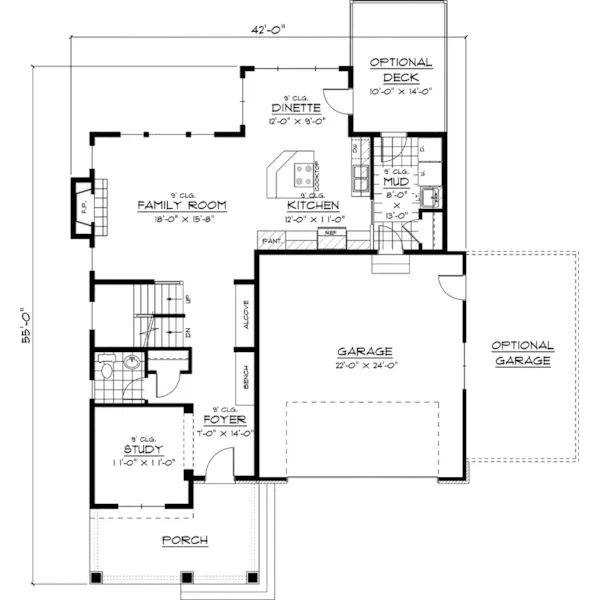 Craftsman House Plan First Floor - Gilbert Grove Craftsman  Home 091D-0390 - Search House Plans and More