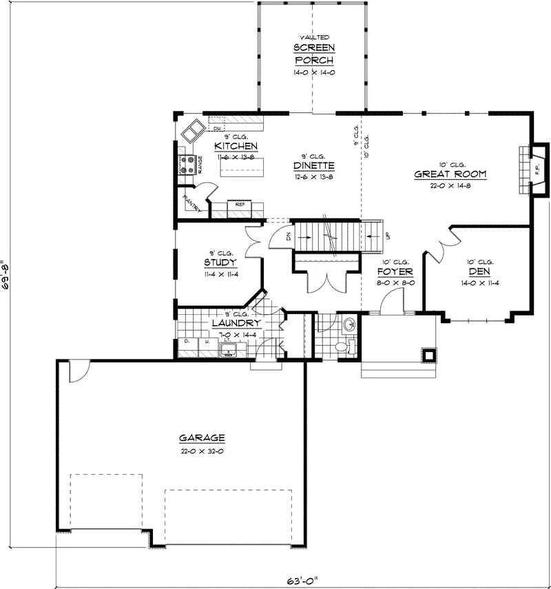 Craftsman House Plan First Floor - Clinton Hollow Prairie Home 091D-0391 - Search House Plans and More