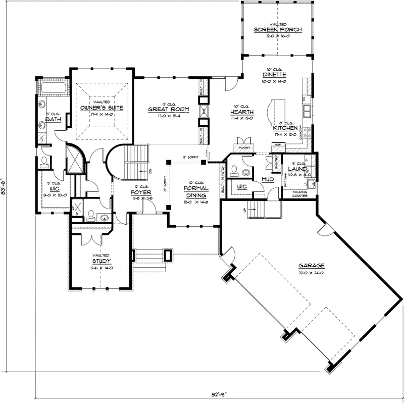 Ranch House Plan First Floor - Auxvasse Rustic European Home 091D-0394 - Search House Plans and More