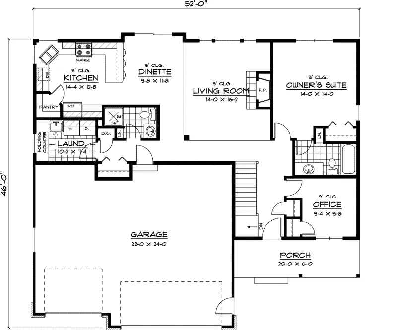 Ranch House Plan First Floor - Weaubleau Ranch Home 091D-0395 - Shop House Plans and More