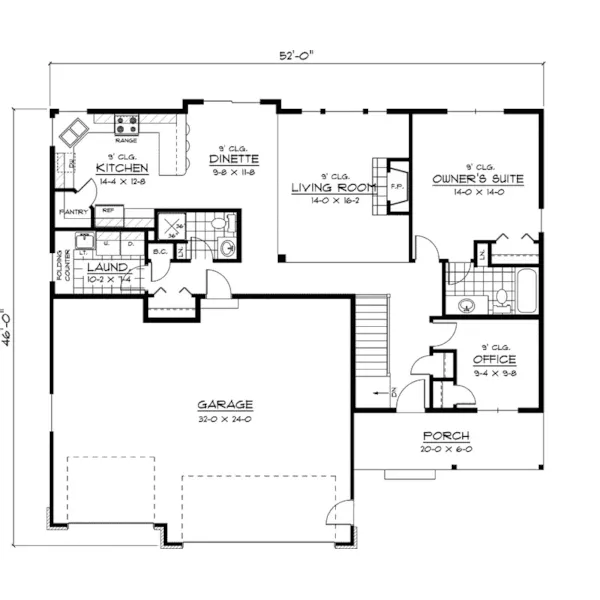 Ranch House Plan First Floor - Weaubleau Ranch Home 091D-0395 - Shop House Plans and More