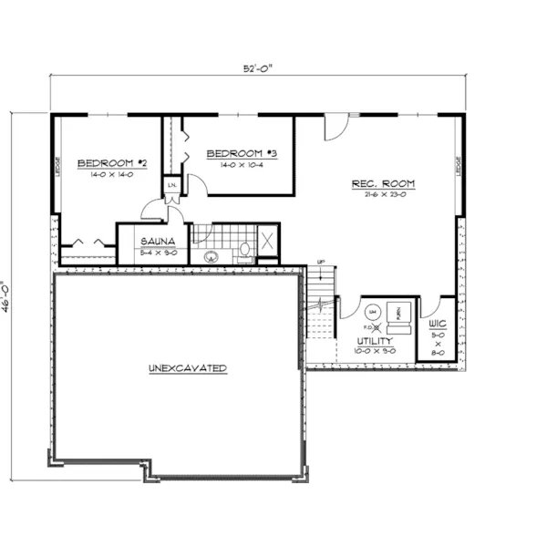 Ranch House Plan Lower Level Floor - Weaubleau Ranch Home 091D-0395 - Shop House Plans and More