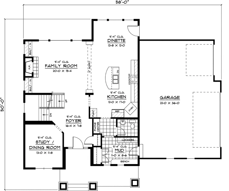 Shingle House Plan First Floor - Foxchase Craftsman Home 091D-0396 - Search House Plans and More