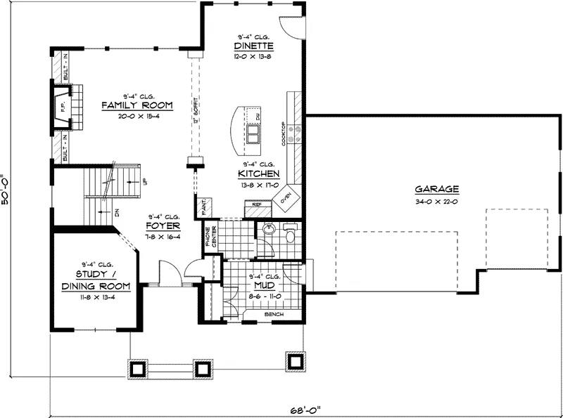 Bungalow House Plan First Floor - Oldani Traditional Home 091D-0397 - Shop House Plans and More