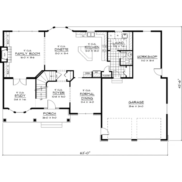 Traditional House Plan First Floor - Fairhall Traditional Home 091D-0398 - Search House Plans and More