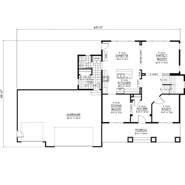 Colonial House Plan First Floor - Whatley Craftsman Home 091D-0399 - Shop House Plans and More