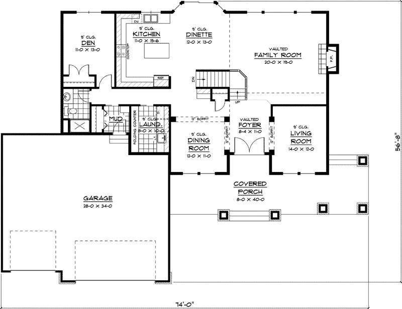 Arts & Crafts House Plan First Floor - Green Summit Country Home 091D-0401 - Search House Plans and More